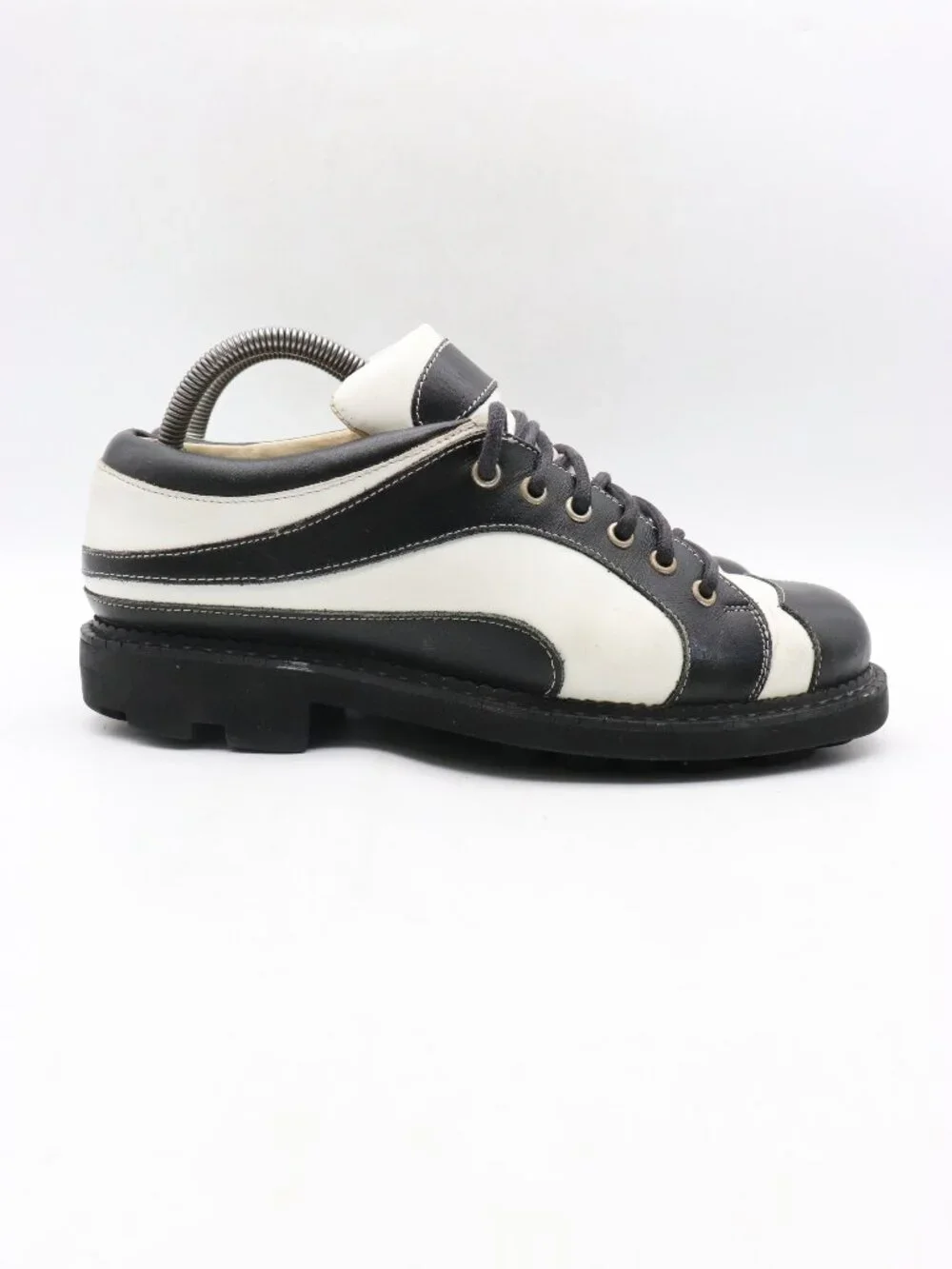John Fluevog 7th Heaven Angel Men's Size 8.5 Derby Oxfords Black White Lace Up